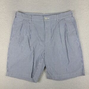 Jos A Bank Shorts Mens 36 Blue White Striped 8" Inseam Casual Stays Cool Chino *